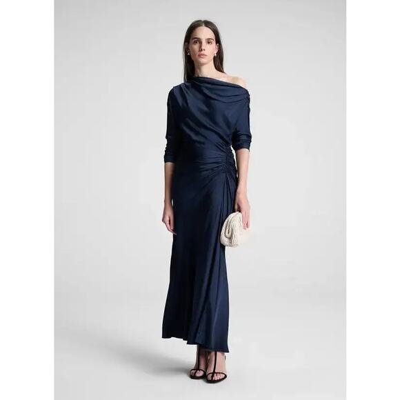 A.L.C. Dresses & Skirts - NWT A.L.C. Piper Dark Saphire One-Shoulder Neckline Satin Maxi Dress Size 00
